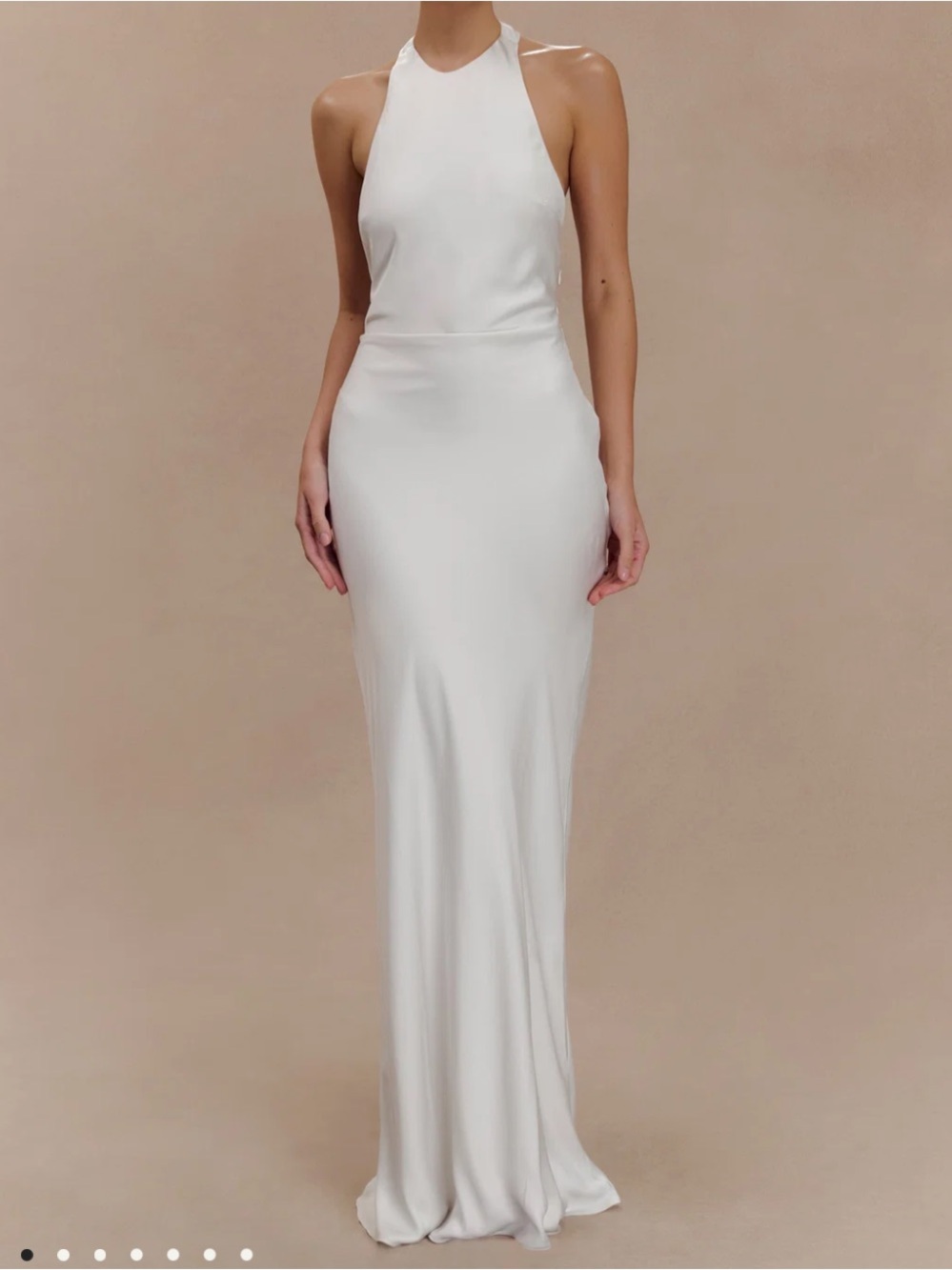 Meshki Rinna Satin Halter Maxi Dress in Ivory